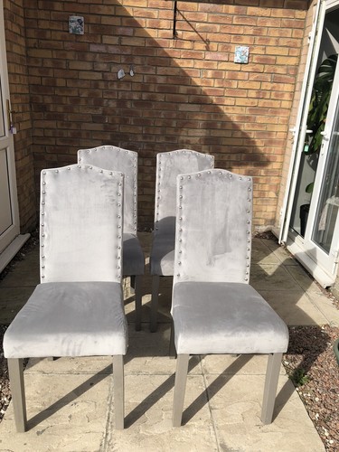 Grey velvet dining chairs - 4,