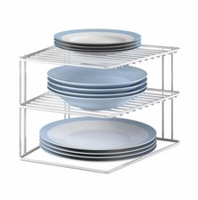 CORNER PLATE RACK 2 TIER WHITE