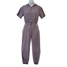 Zara Cuffed Leg Jumpsuit Lilac Hooded Girl's Age 11-12 Yrs W24-26 L23