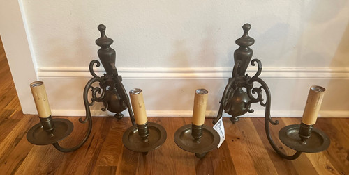 Pair antique brass - of,