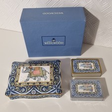 NEW - WEDGWOOD Bone China - Blue Elephant Card Box with 2 sets of Playing Cards