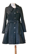 Womans All Saints Gaza Wool Trench coat asymmetric belted charcoal Size UK 12