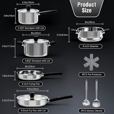 14Pcs Stainless Steel Cookware