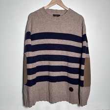 Barbour Stockman Crew Shetland Wool Jumper Striped Pullover Sweater Size 2XL