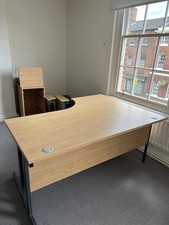 U-RD-16-LO-01 Limed oak 1600mm radial desk & pedestal set