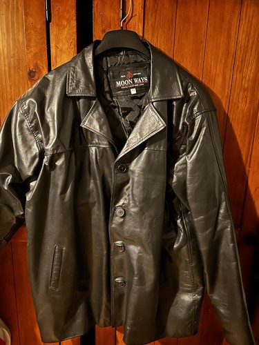 Mens smart leather coat - leather, large