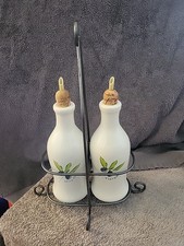 Vintage Vinegar and Olive Oil Dispensers Set of 2 with Stand