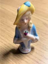 Half Doll Pin Doll approx 6 cm Tall Porcelain Lady 2 cm Diameter Base