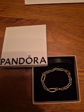 Genuine Gold Plated Pandora Small Link Chain Bracelet Size 20 Cm