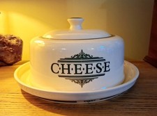 Vintage 1869 Victorian Pottery Cheese Dome Cream and Green
