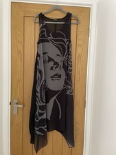 Hebbeding Dress Size 1 UK 12 Chiffon See Through Face Design Floaty