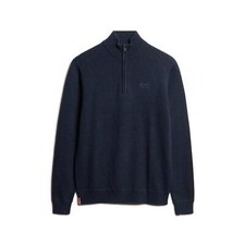 Superdry Essential Embroidered Knitted Half Zip Jumper Carbon Navy 