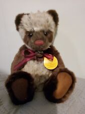 Charlie Bear Kit 2008 Retired 30cm Beige & Brown Plush Bow & Bell