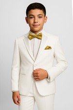 Boys Slim Fit Off White Ivory Communion Suit Kids Page Boy Wedding Outfit