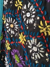 kimono black embroidered Mirror Boho Hippie Festival Evening  14 16  18