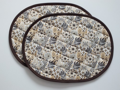 Pair quilted oval table - oval,