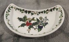 Portmeirion Holly & The Ivy Crescent Shaped Side Plate Serving Dish Christmas
