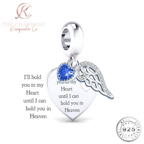 Angel wings charm - wings, sterling