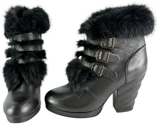 See chloe black leather fur - leather,