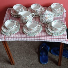 Haddon Hall Minton Bone China Tea Set Green Edge B1451