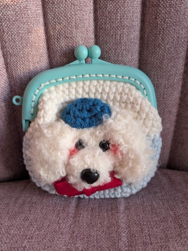 Crochet white poodle dog kiss - crochet,