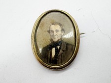 ANTIQUE 9ct GOLD FILLED BROOCH OVAL PHOTO PIN MOURNING JEWELLERY