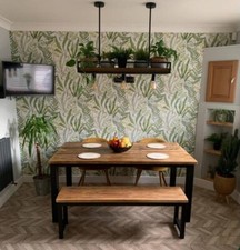 Dining table sets bench steel - table,
