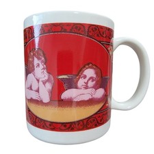 VTG Raphael's Angels Cherubs Coffee Mug Tea Cup Whimsical Artsy Collection Red