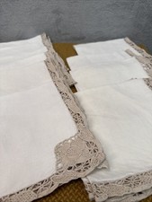 12 Vintage Cream Linen Napkins