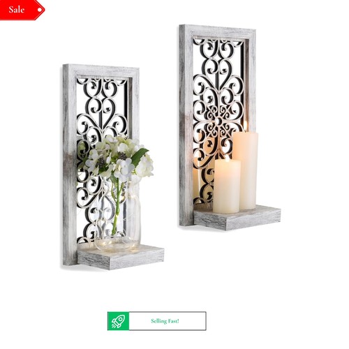 Distressed white wall candle - distressed,