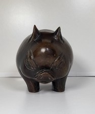 Solid Bronze Pig Figurine 5”