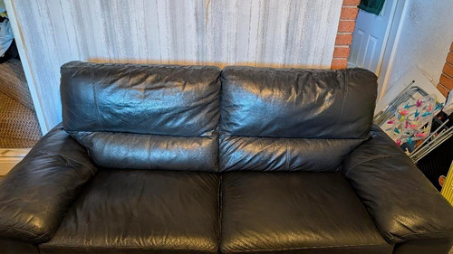 Black leather seater - black, 3