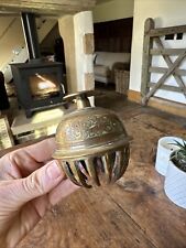 India Brass - Elephant Claw Temple Bell - Etched Flowers Ornate Floral