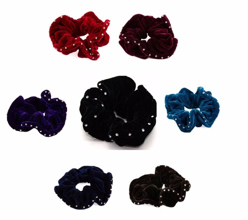 Diamante velvet hair scrunchie - velvet,