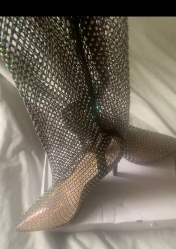 Silver mesh thigh - mesh, thigh-high