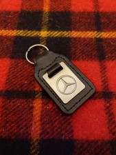 Mercedes Benz Black Leather Metal Main Dealer Key Ring Fob