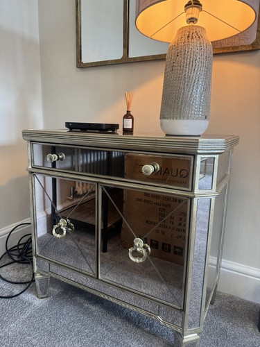 Silver mirrored glass - glass, bedside