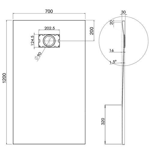 1200x700mm shower tray - shower, anti