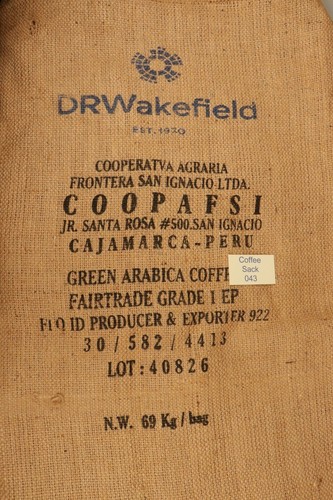 Peruvian hessian coffee sack - coffee,