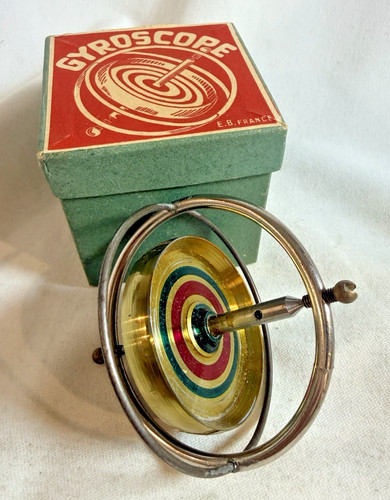 Vintage gyroscope with brass - gyroscope,