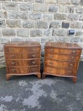 Quality Pair Walnut Serpentine Chest Drawers