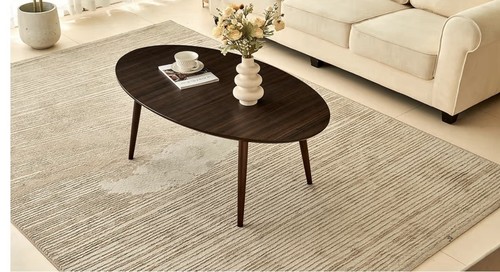Oval ash wood coffee table - oval, table;mid