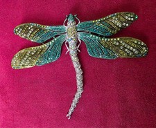 Butler & Wilson Style Brooch x-large Dragonfly Articulated Tail