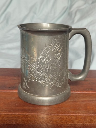 Pewter glass chinese dragon - pewter,