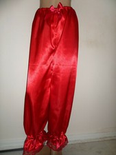 RED  SATIN RED LACE BOWS LONG BLOOMERS  30-46 WAIST