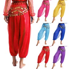 Womens Trousers Belly Dance Pants Breathable Costume Sequin Outfit Harem Party