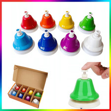 8 Tones Colorful Metal Handbell Set,Kids Hand Bells,Great Xmas Birthday Gifts UK