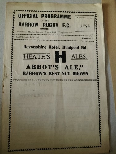 Vintage rugby league - vintage, programme