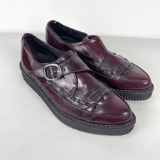 TUK Anarchic Monk Buckle Creeper Burgundy Loafers Unisex Women's Size 9 Men's 7