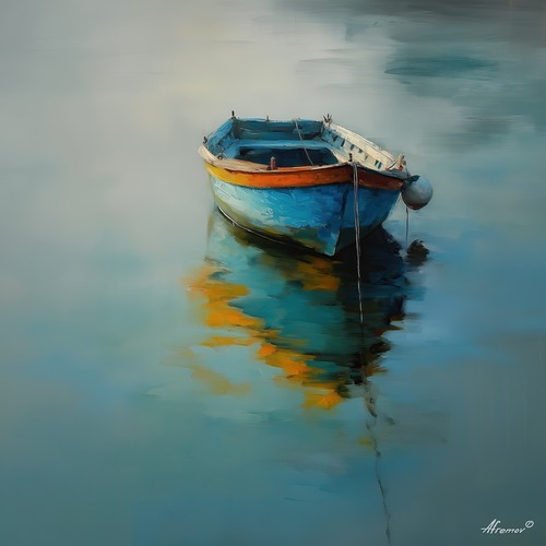 Leonid afremov wandering boat - afremov,